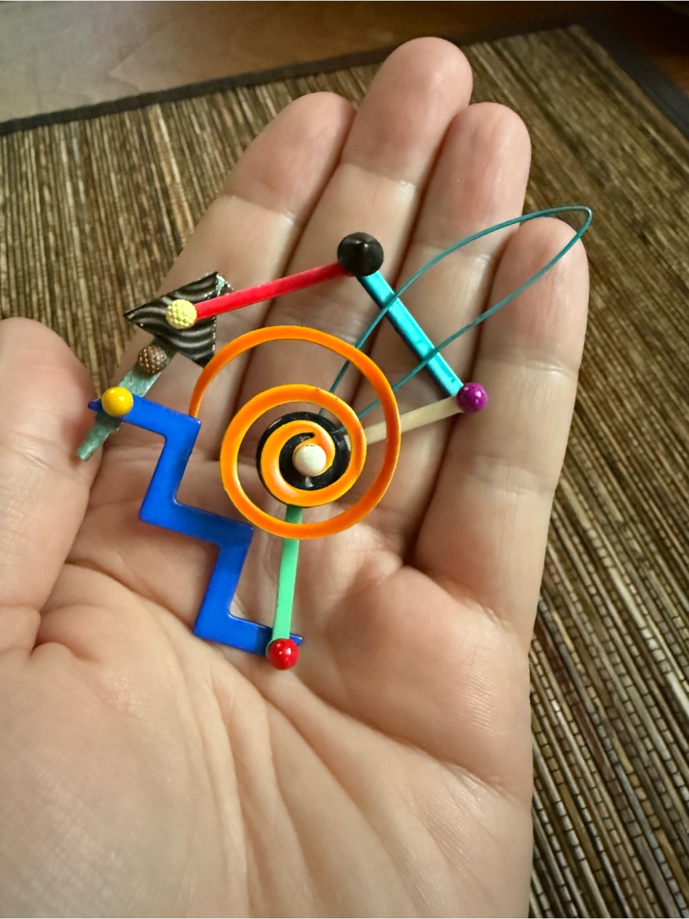 Eve Kaplin Brooch Articulated Kintetic Memphis Design 1980 Designer Rare Pin